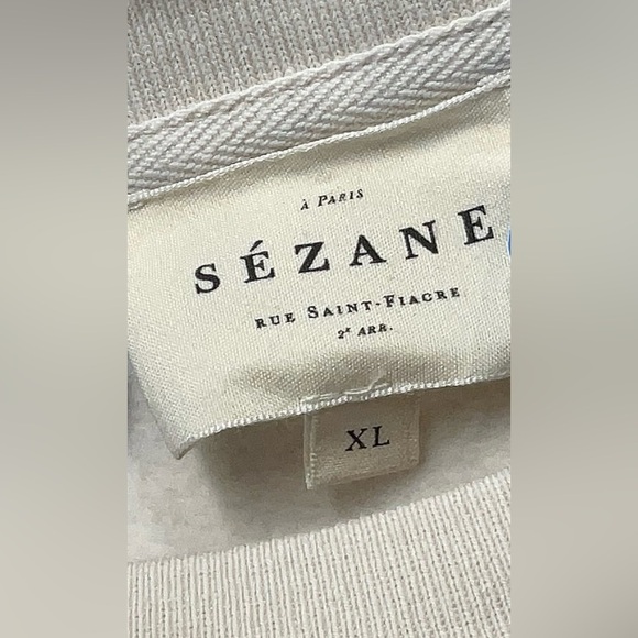 Sézane AMOUR CAFÉ CRÈME Sweatshirt in Ecru/Red - Picture 15 of 16